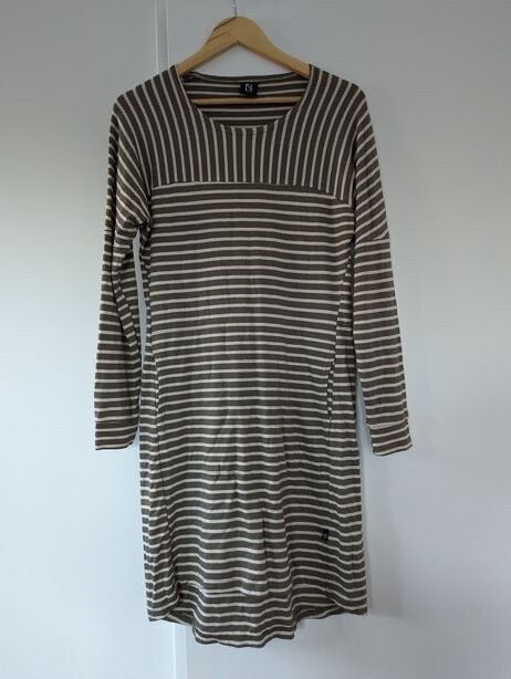 Kilt Green and cream striped midi dress with pockets size 8