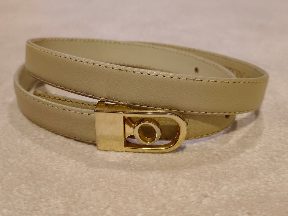 Oroton skinny belt dark cream colour