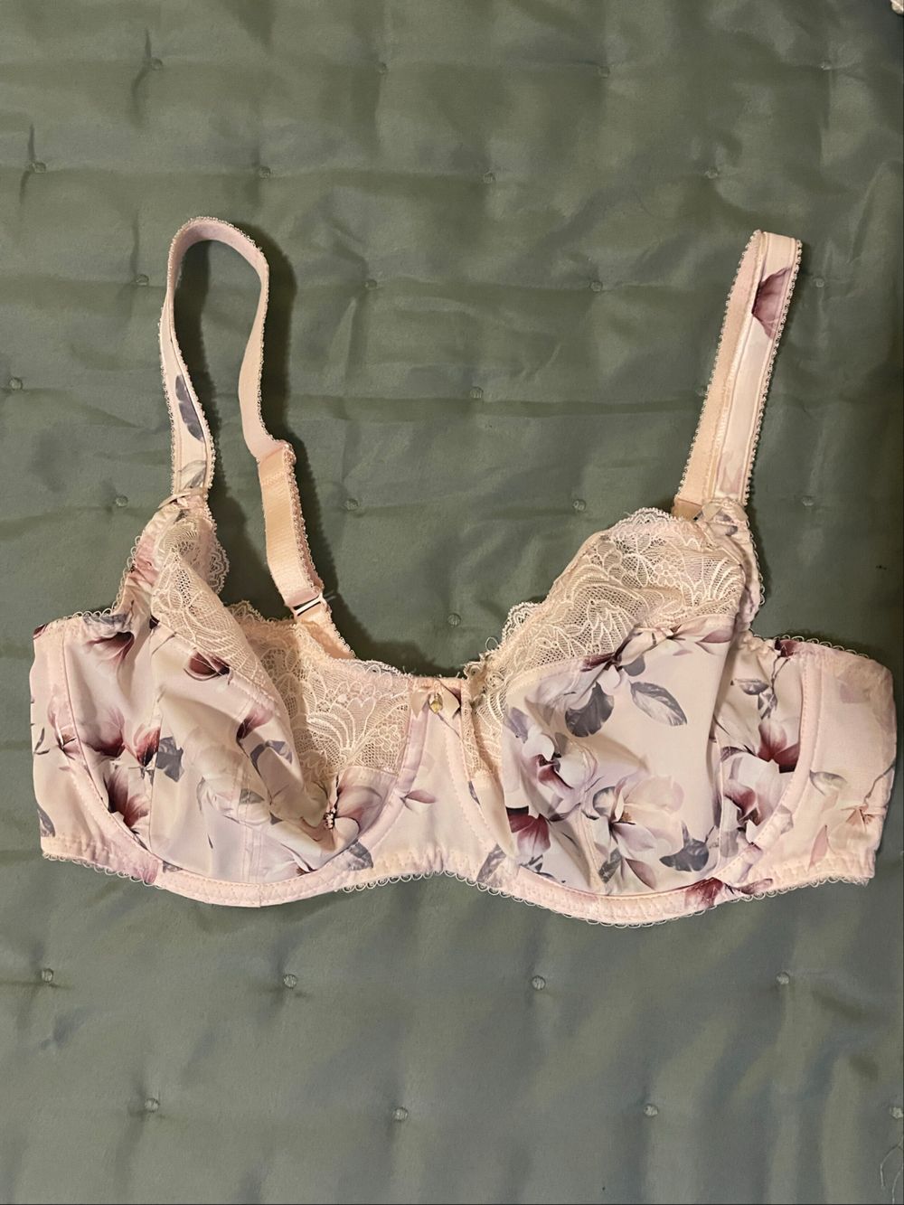 Pink Floral Lace Bra