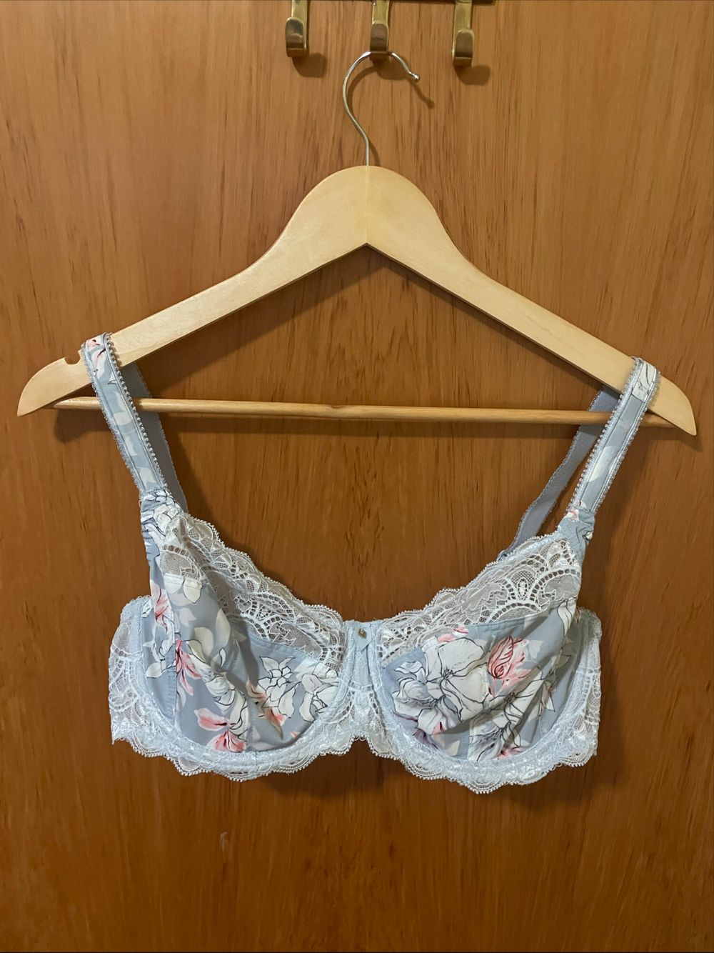 Blue Floral Lace Bra