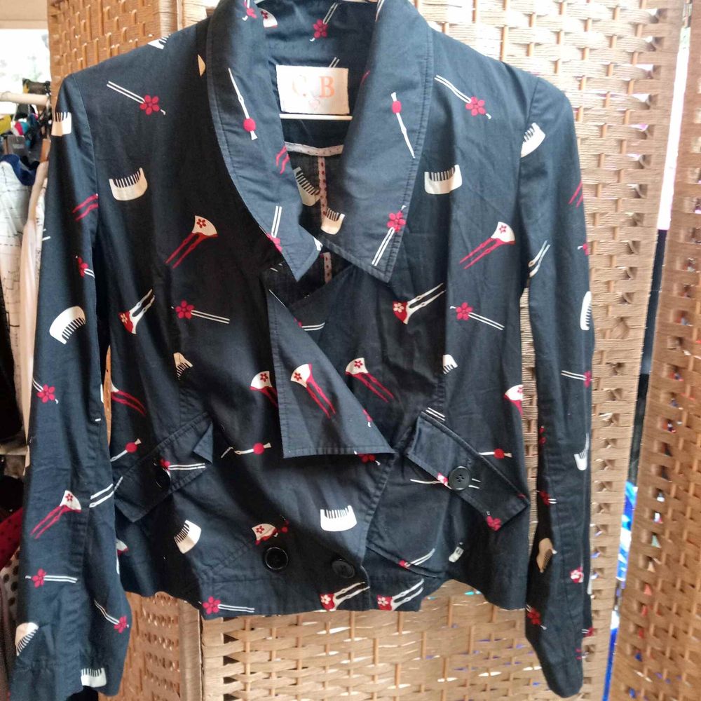 C B Navy Printed Jacket