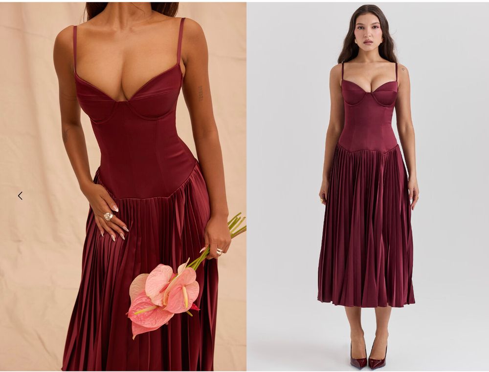 knee length dresses for ladies Wine Wrap Top Zig Zag Hem Pleated Midi Dress  AX Paris