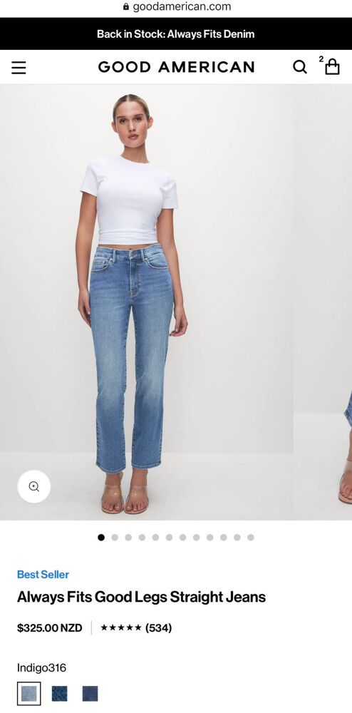 Good American Blue Straight Leg Jeans