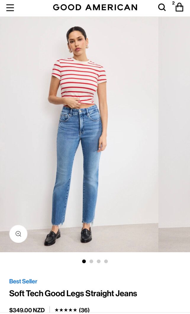 Good American Good Legs Soft Tech Straight Jeans