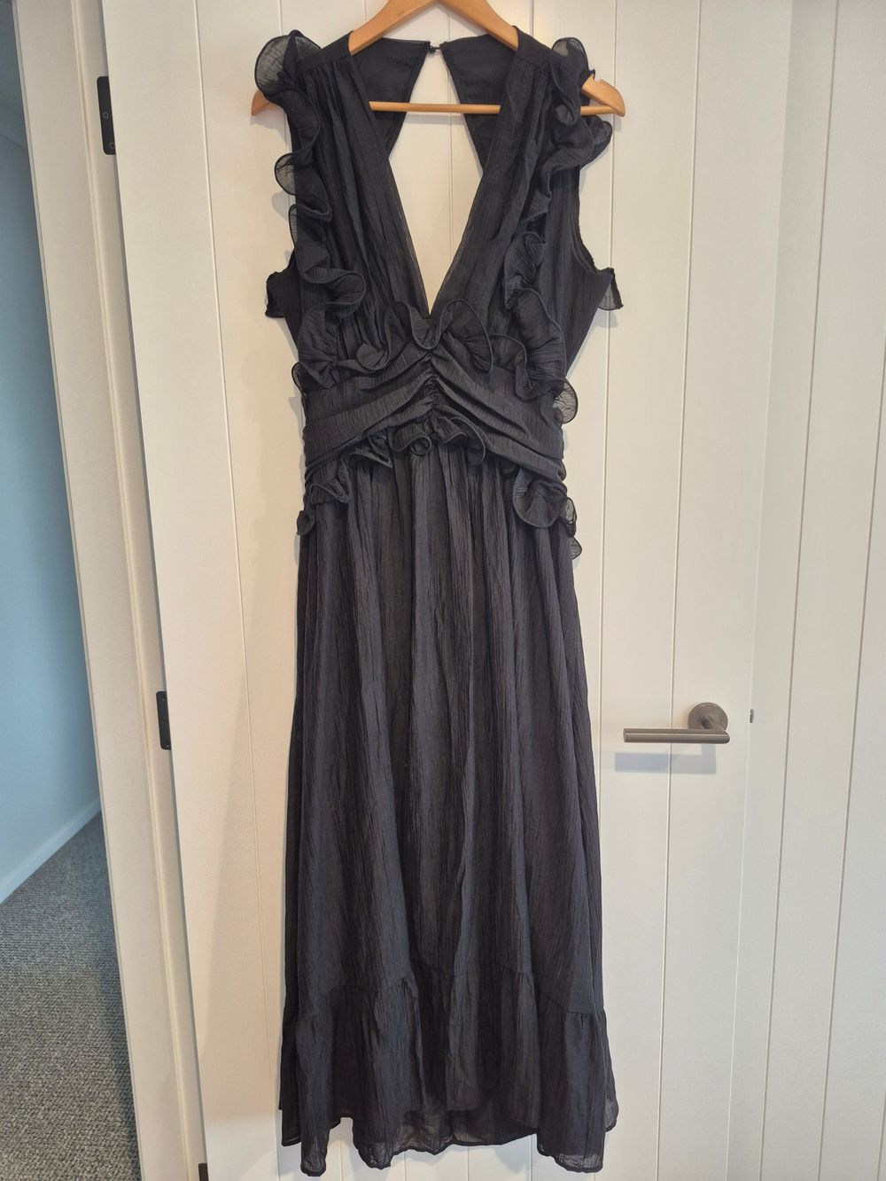 Black Ruffle Maxi Dress