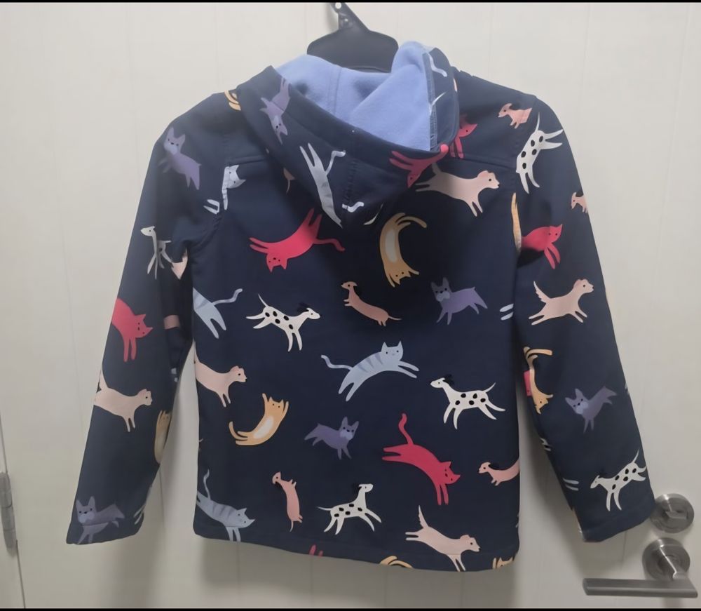 Navy Cat Print Zip-Up Hoodie