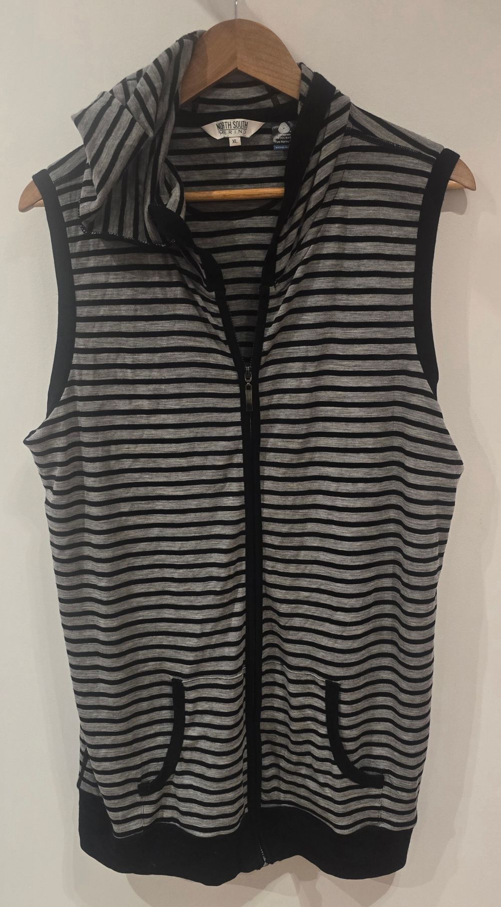 North South Merino Grey Striped Vest