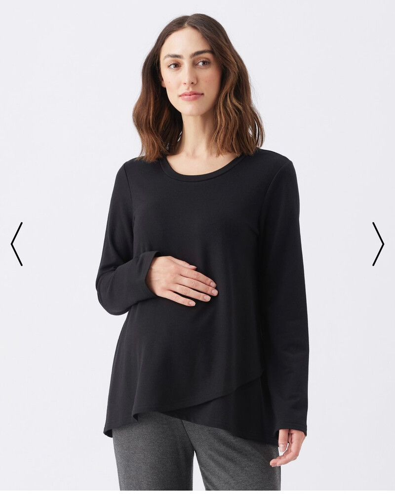 Black Maternity Long Sleeve Top - Nursing