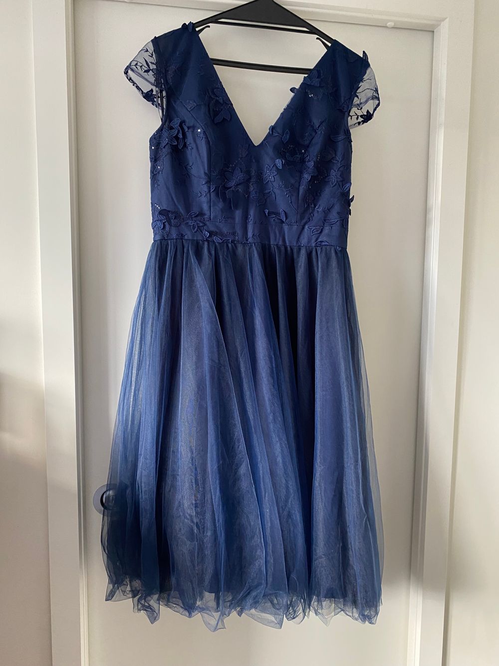 Chi Chi London - Chi Chi of London Midnight Blue Lace Tulle Dress on  Designer Wardrobe