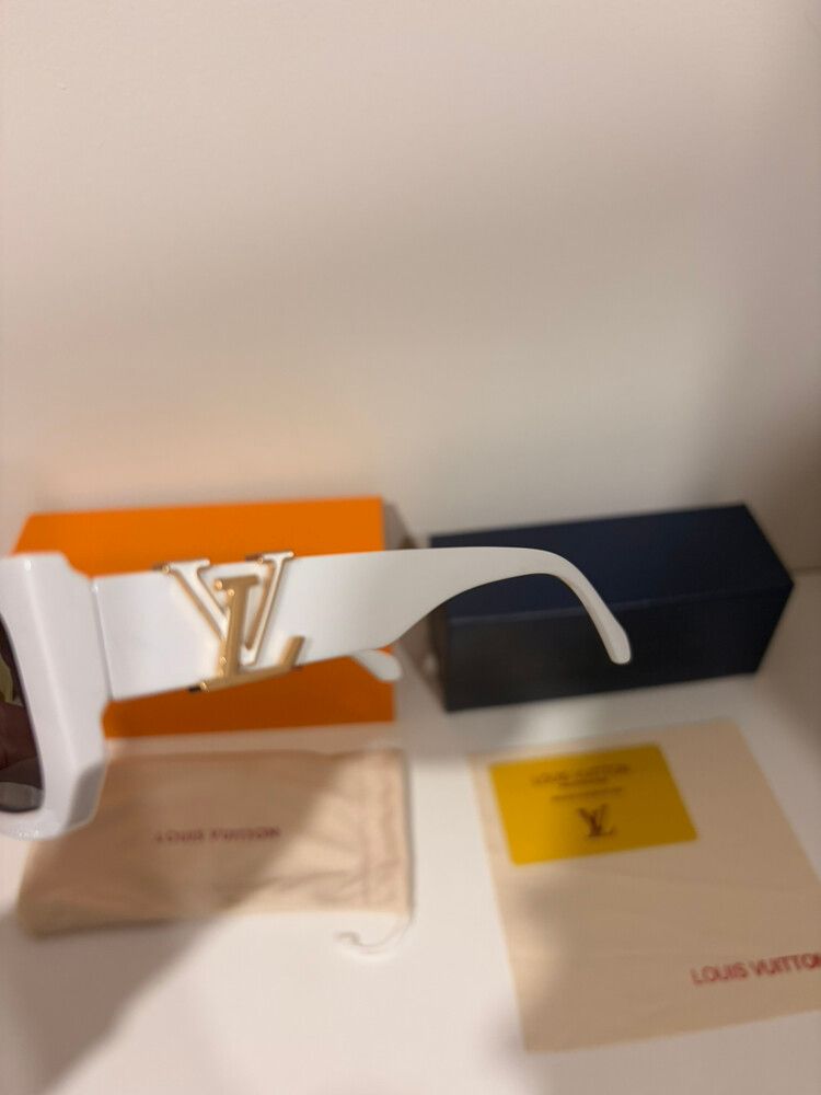 Louis Vuitton White Rectangular Sunglasses