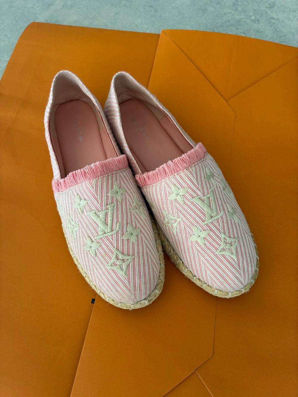 Louis Vuitton Pink Canvas Espadrilles Flat Flats