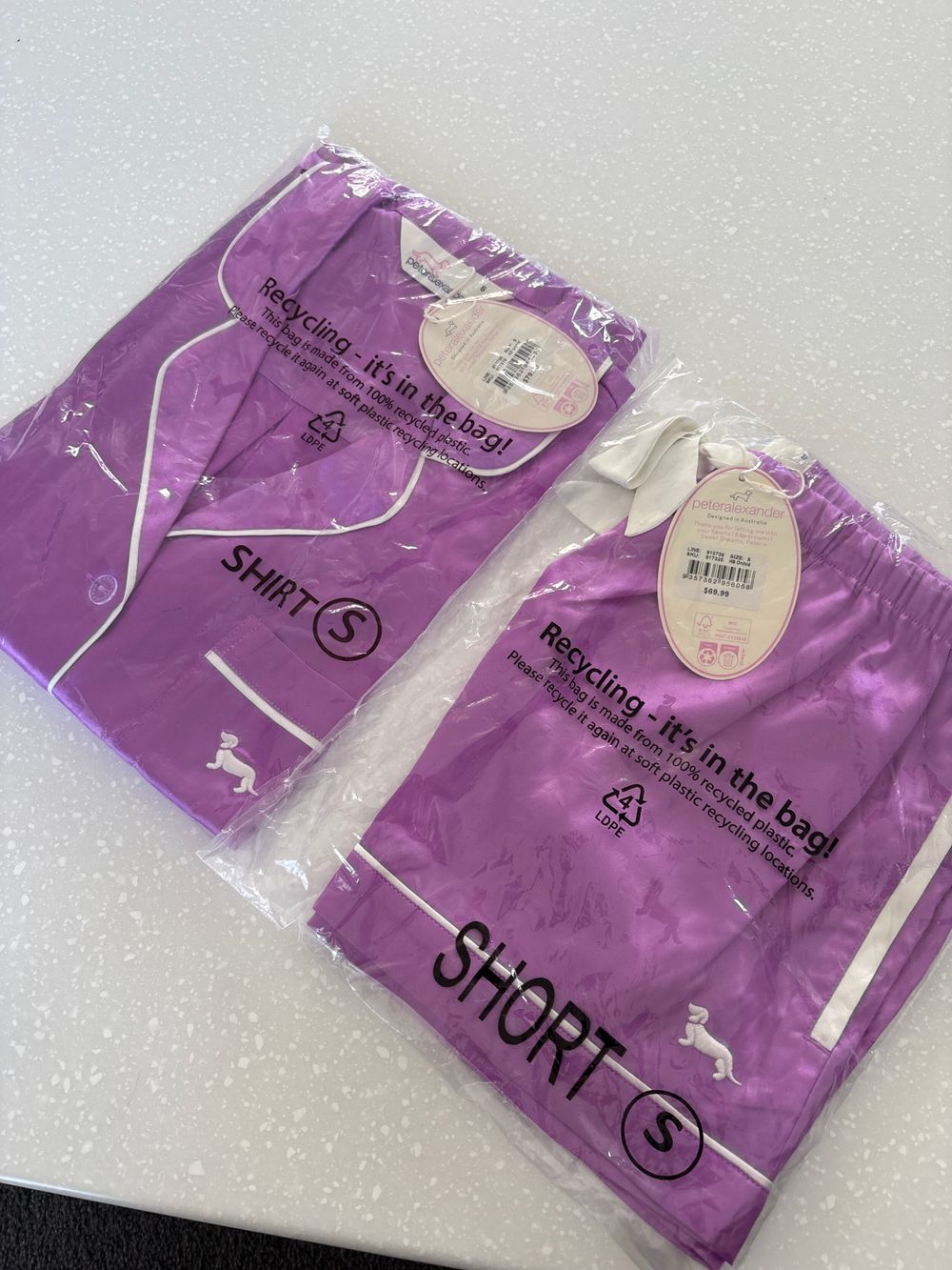 Peter Alexander Purple Satin Pyjama Set SMALL