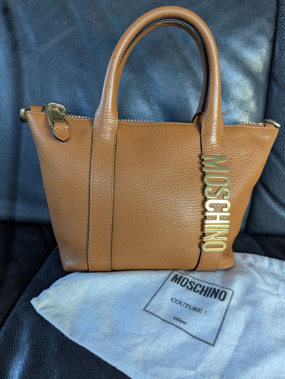 Moschino grained leather handbag