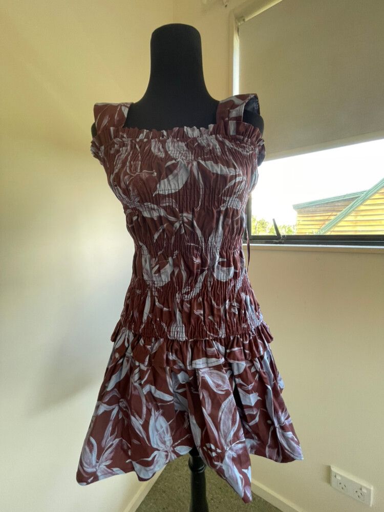 Peppermayo Brown Floral Mini Dress Size 10