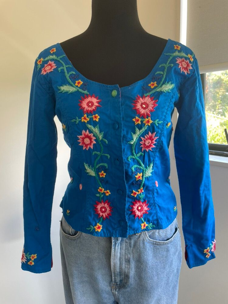 Monsoon Blue Floral Top Size 10