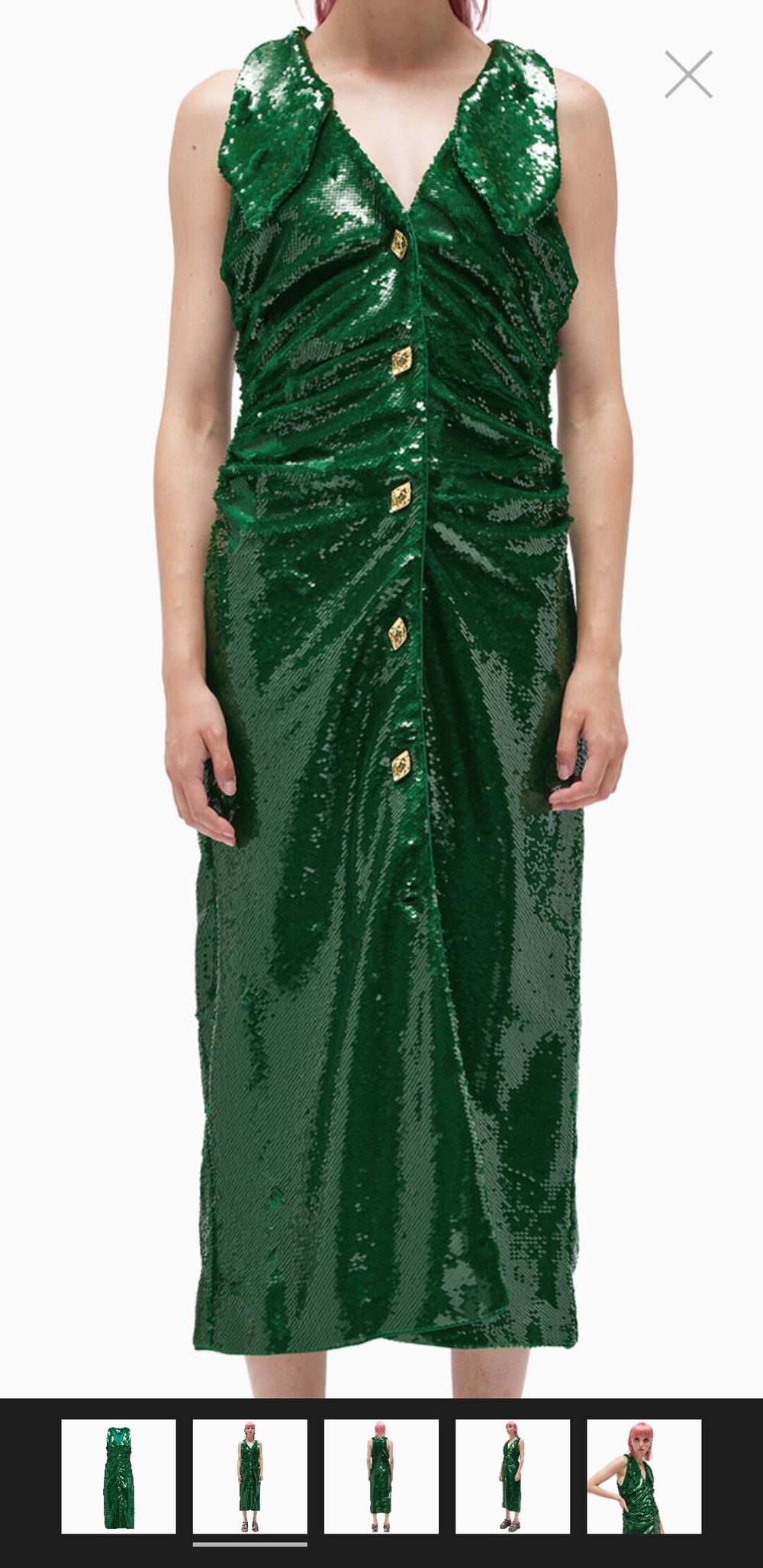 Ganni - Sequin fitted dress Kelly Green on Designer Wardrobe