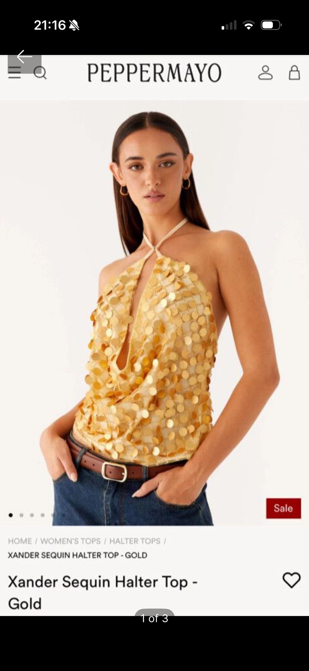 BNWT - Peppermayo Gold Sequin Halter Top