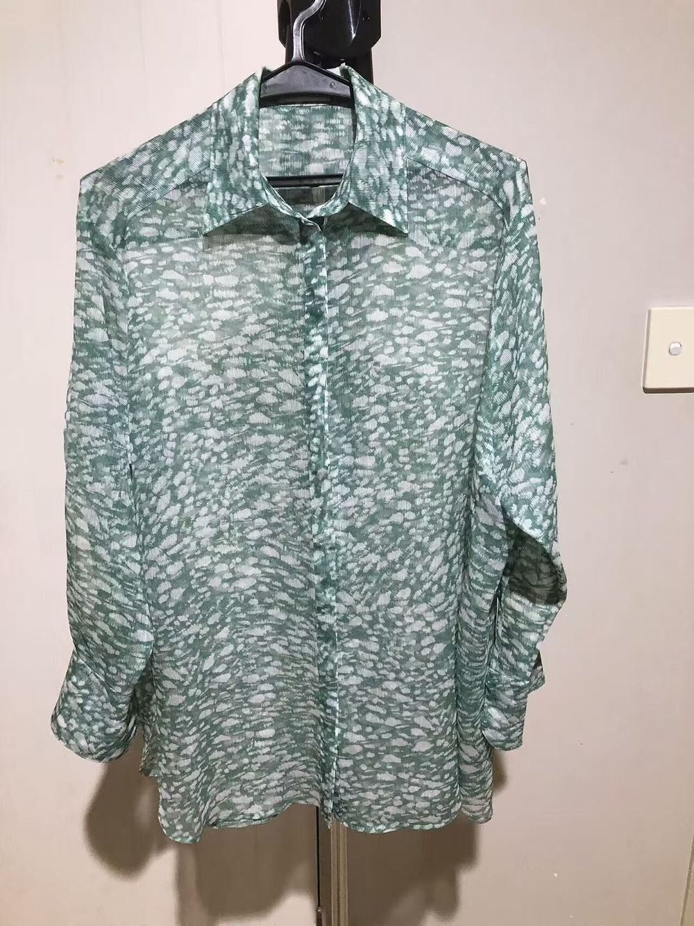 Green & White Patterned Shirt
