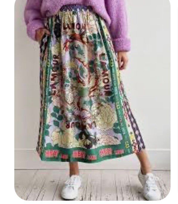 Me369 Multicolour Dragon Print Midi Skirt
