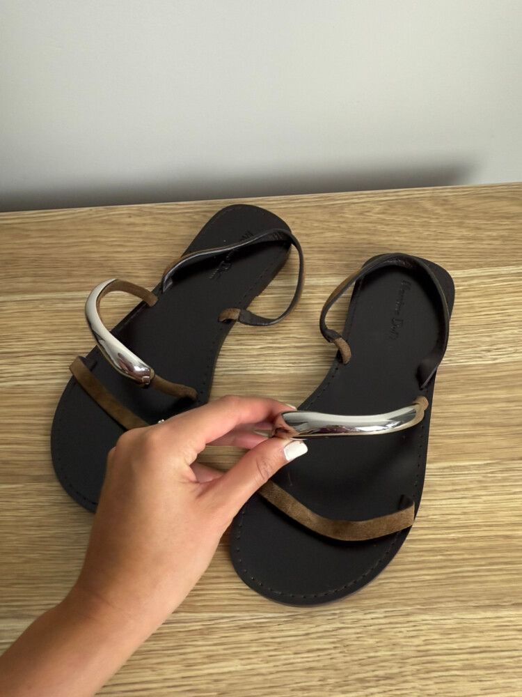Massimo Dutti Brown Silver Sandals