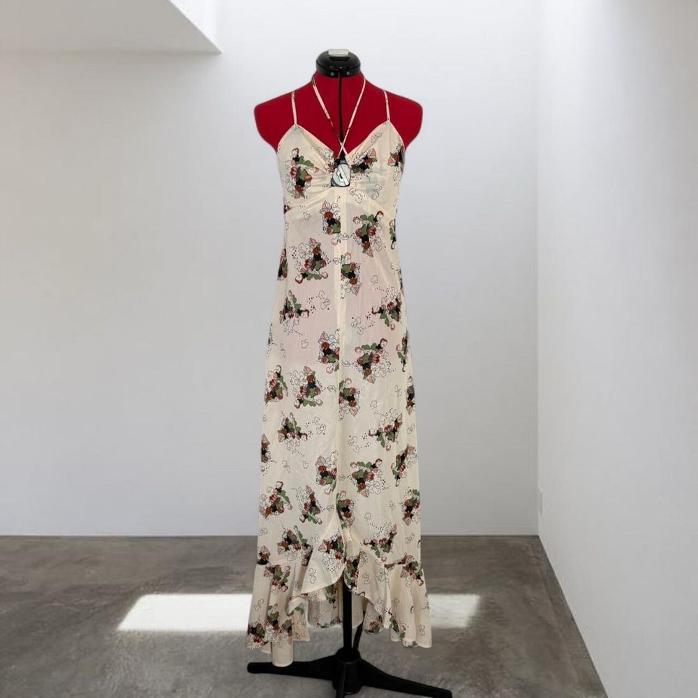 vintage cream floral maxi dress love story