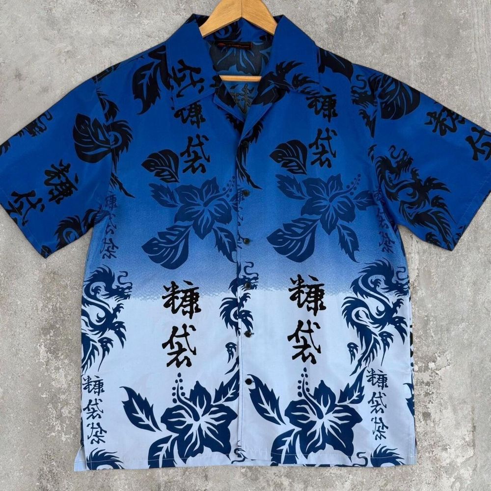 Urban Equipment blue gradient dragon Hawaiian shirt