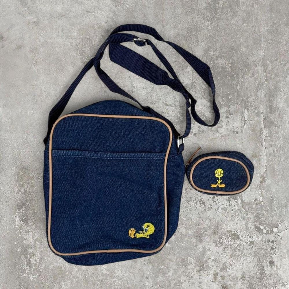 blue denim tweety bird crossbody bag set