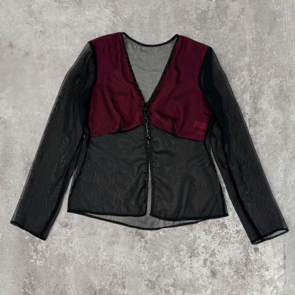 World Wide Wear black and pink sheer top