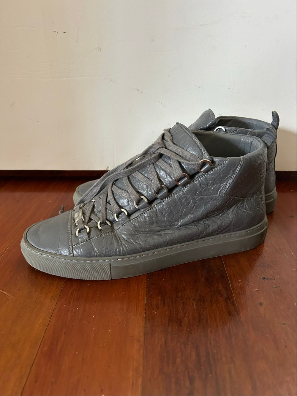 Balenciaga Grey leather Arena High Top Sneakers