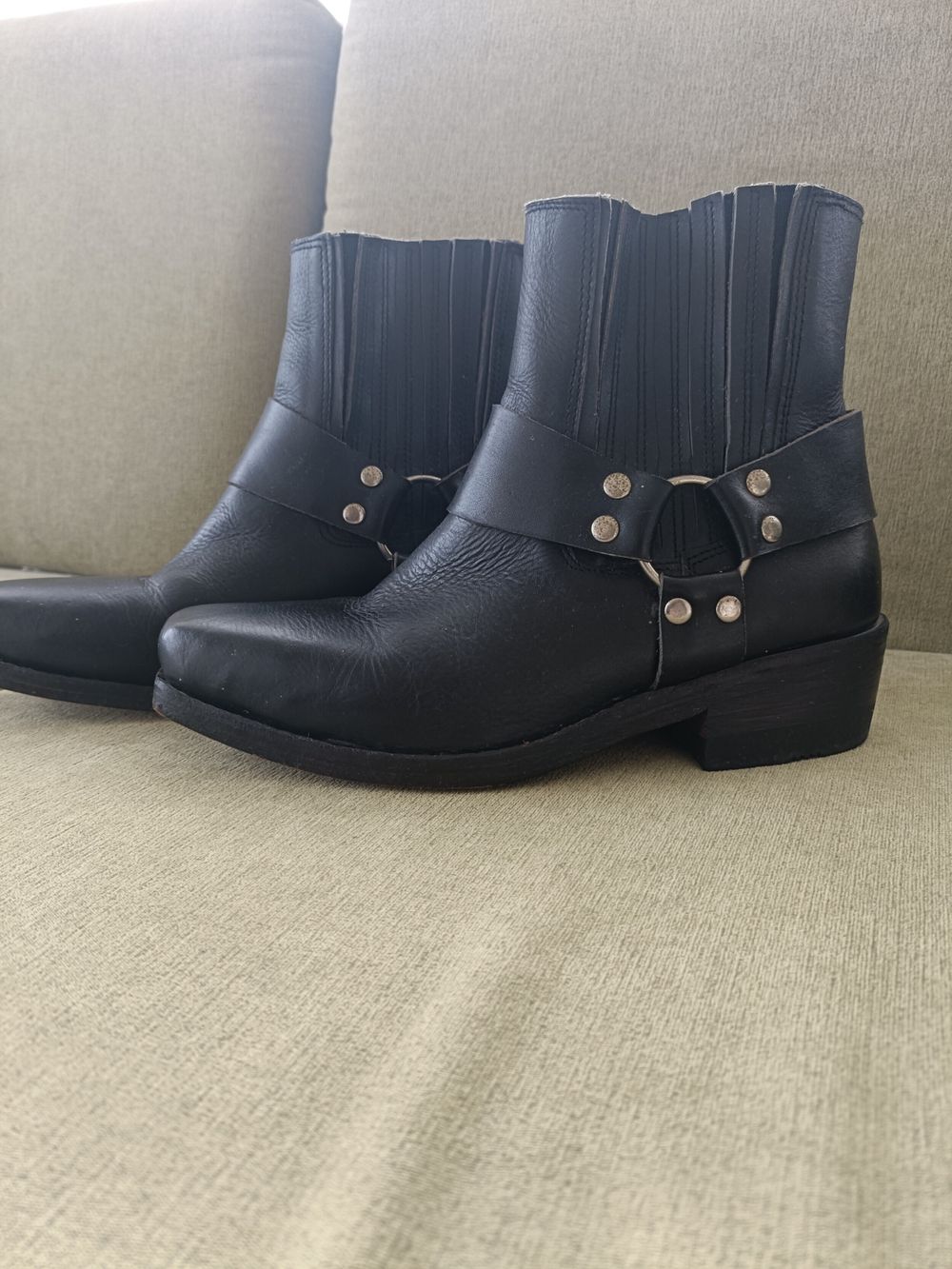Black Leather Motorcycle Boots