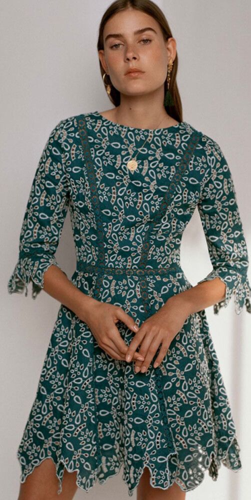 Maje Teal Embroidered Dress