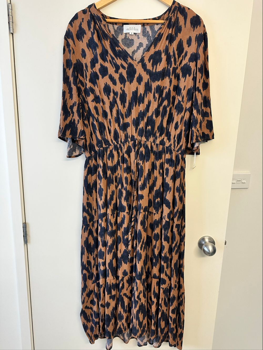 Bee Maddison Brown And Black Animal Print Midi Dress