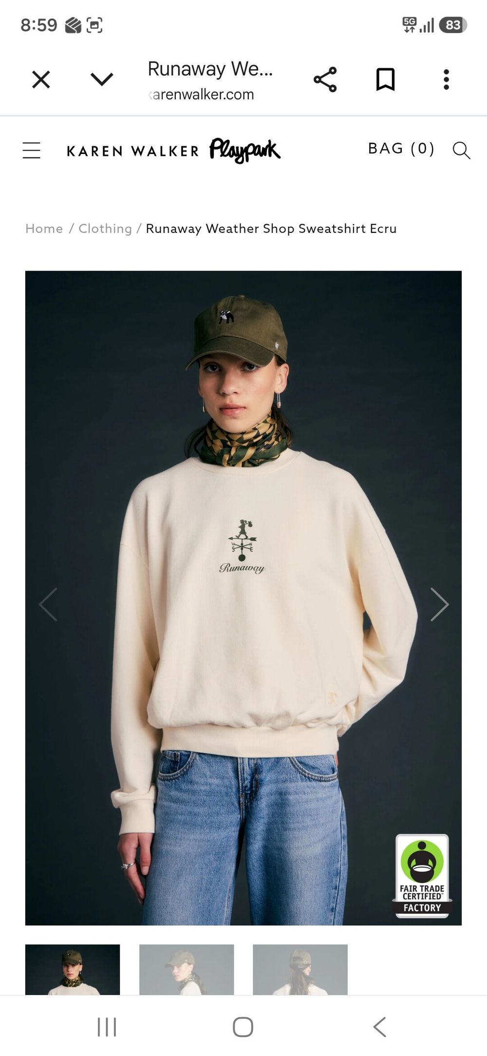Karen Walker Beige Runaway Sweatshirt