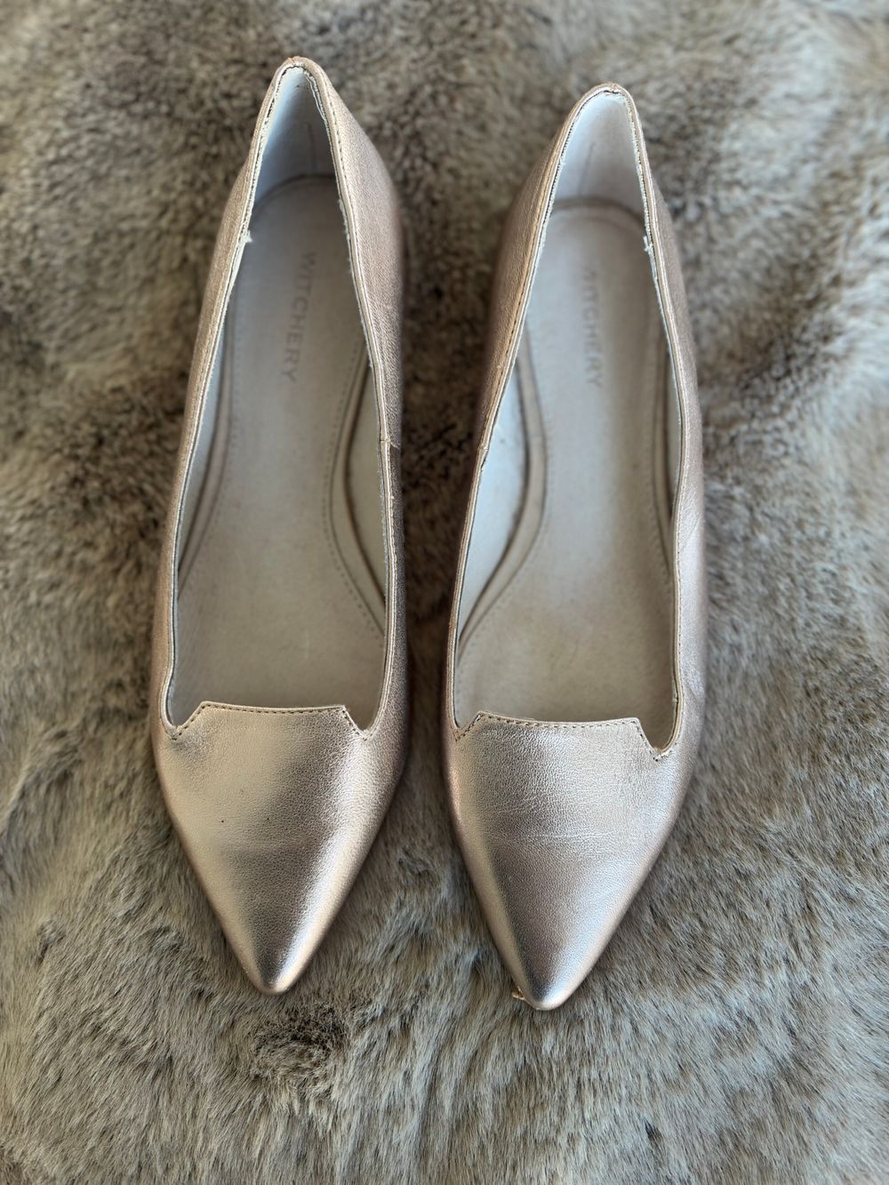 Witchery Elena Rose Gold Flat Leather Shoes