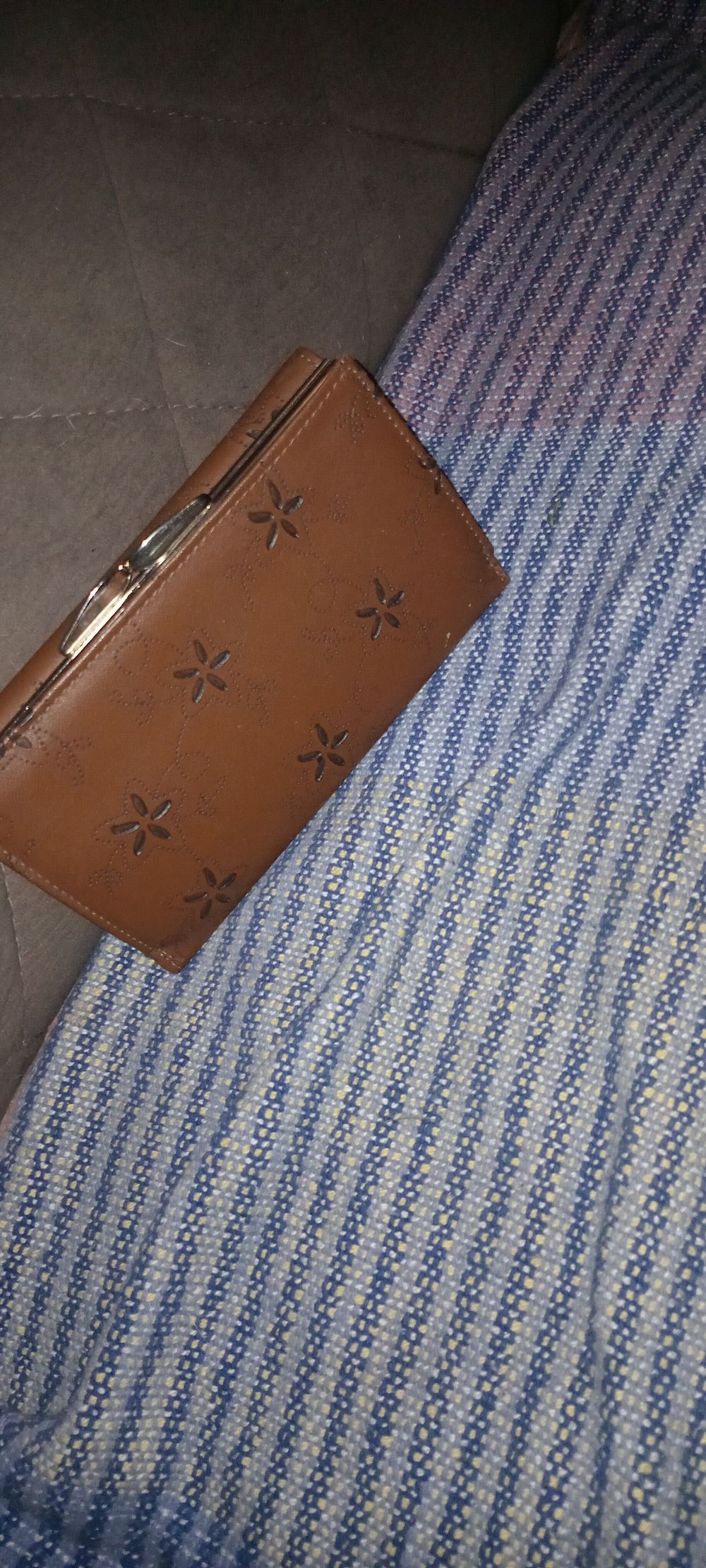Brown Floral Embossed Clutch Bag