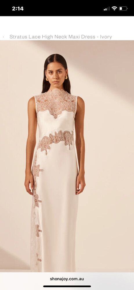 Shona Joy - Shona Joy Signature Stratus Lace High Neck Maxi Dress Ivory on  Designer Wardrobe