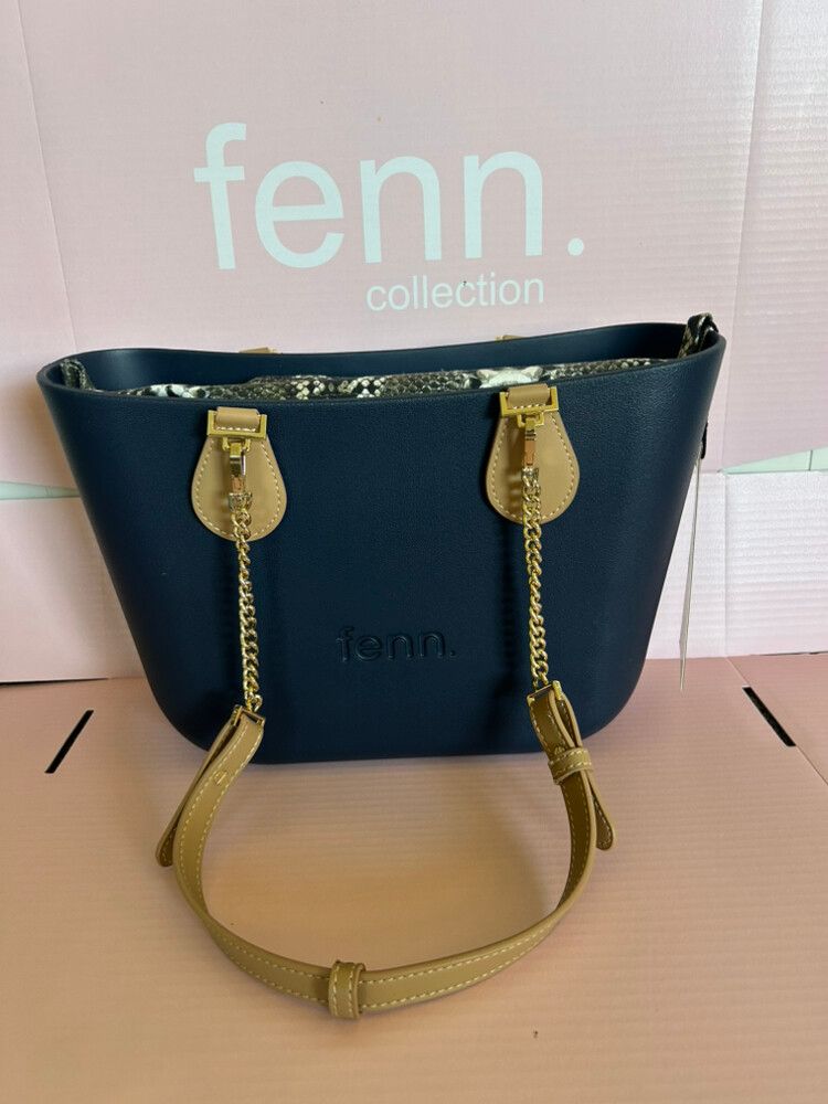 Fenn. Petite Handbag/ Navy w Gold Chain