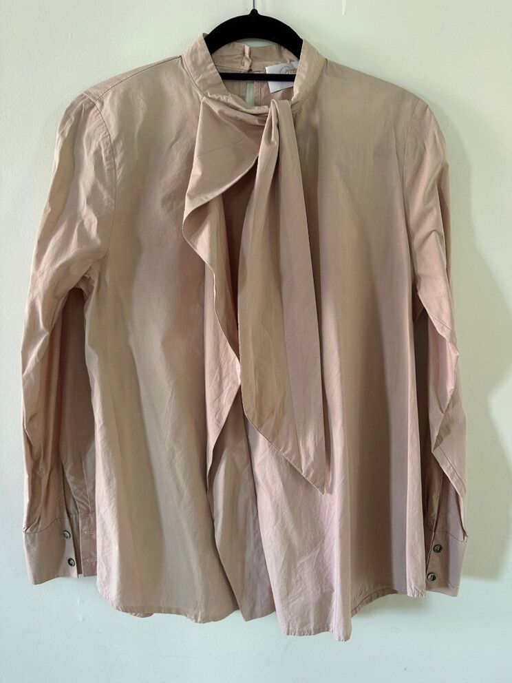 Gregory pink cotton blouse shirt with tie detail 12