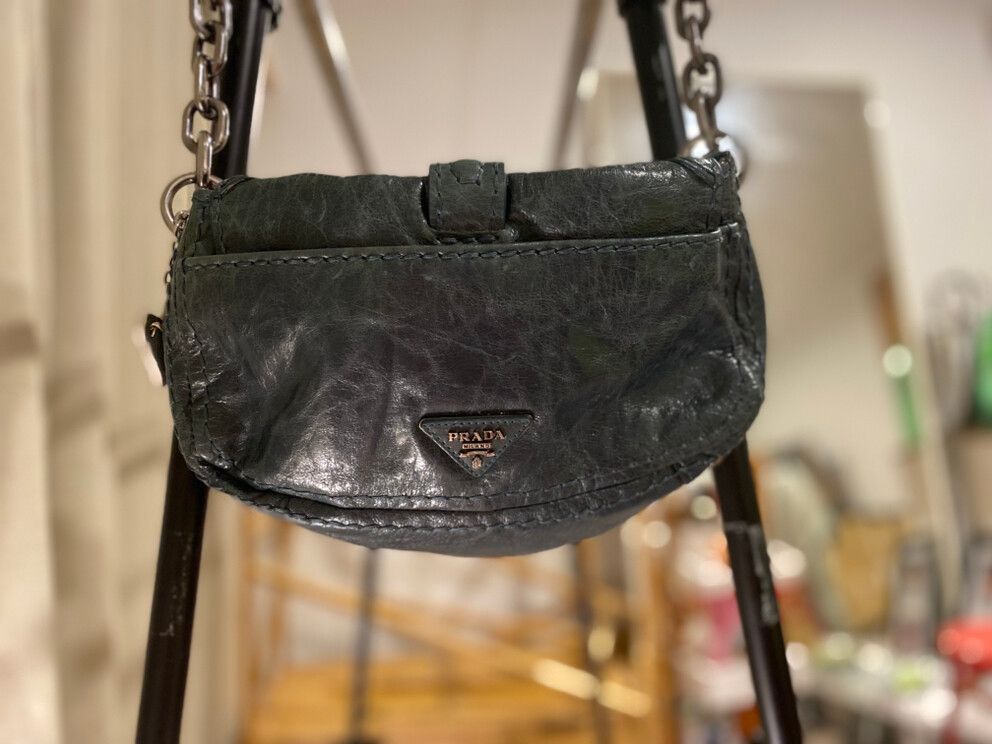 Vintage Prada Blue Leather Shoulder Bag