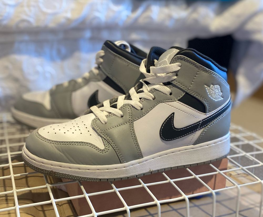 Nike Air Jordan 1 Mid Grey and White Sneakers