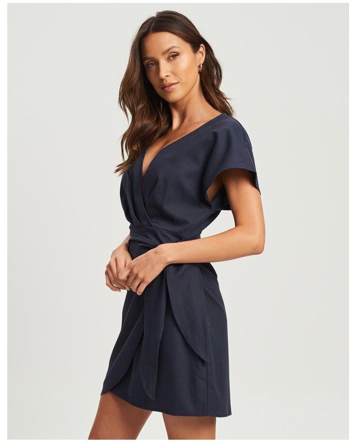 NEW - Tussah dress, navy size 12/14