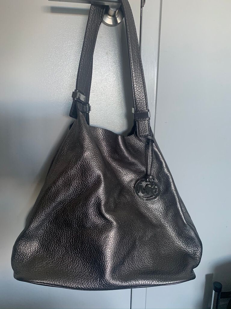 Michael kors leather gunmetal handbag