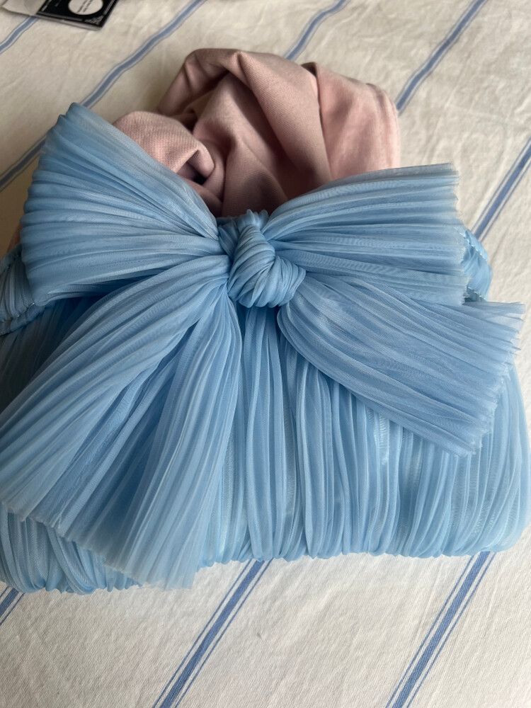 Blue pleated Clutch Bag