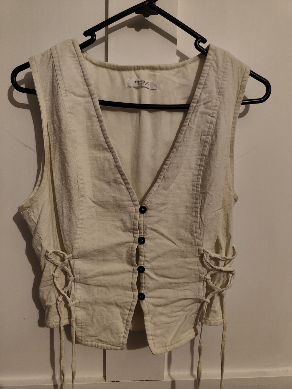 Peppermayo Cream Button Vest