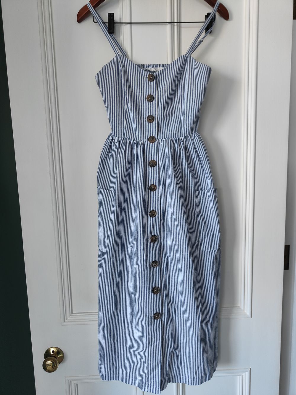 Slide Show Blue Striped Midi Dress