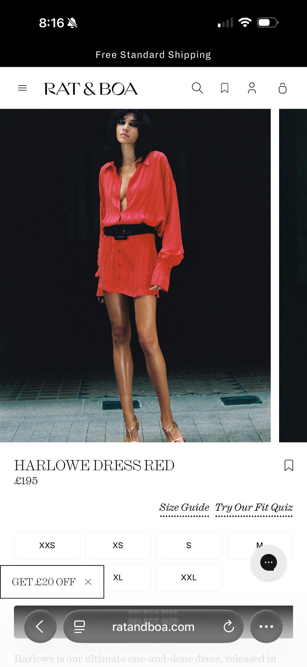 Rat & Boa Red Harlowe Dress