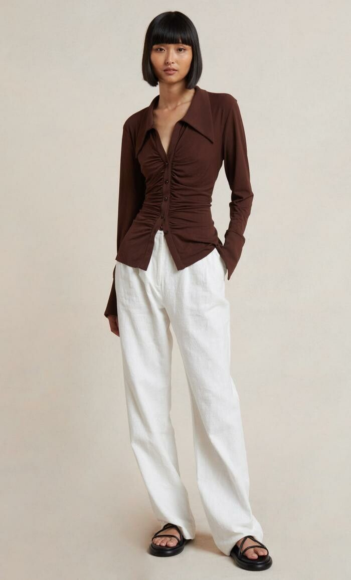 Bec & Bridge - SYLVIA LONG SLEEVE TOP Chocolate on Designer Wardrobe