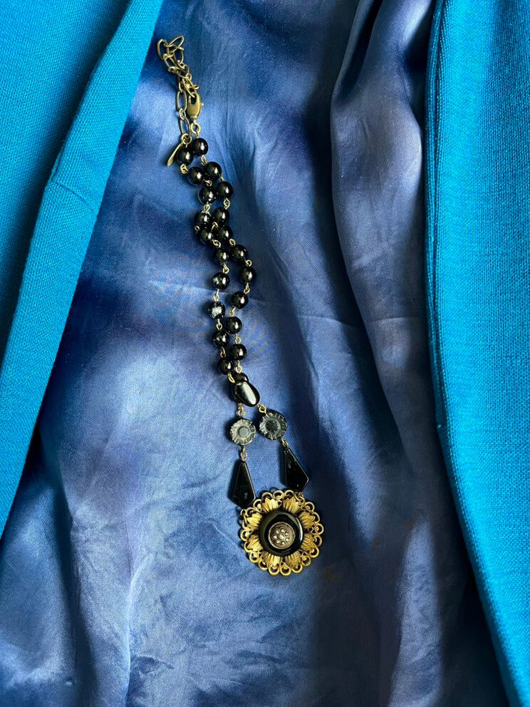 Black N Gold Necklace From California With Vintage Components