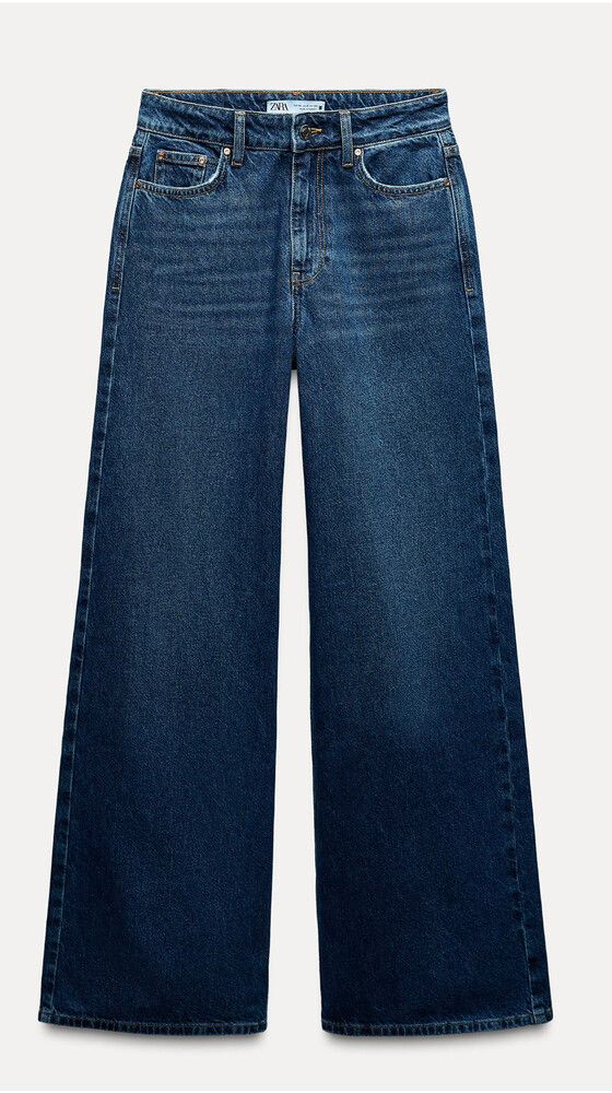 Mid Blue Jean High Waist Wide Leg