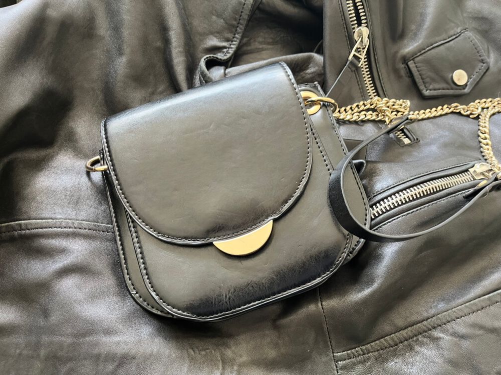 Black and Soft Gold Crossbody Bag